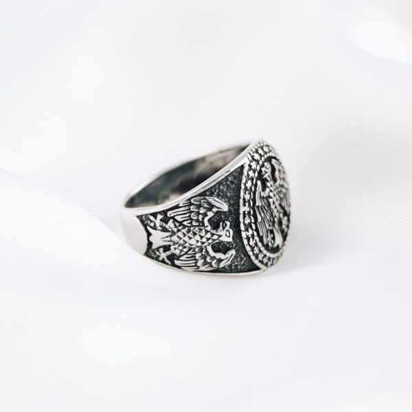 Eagle Sterling Silver Mens Ring 925 Oxidized Military