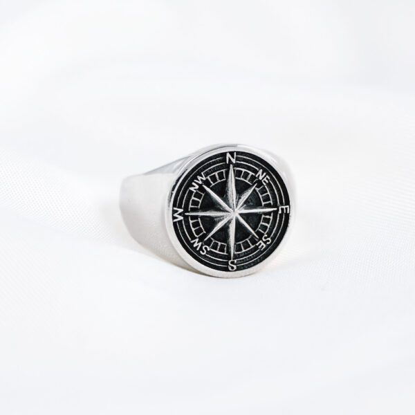 sterling silver 925 men unisex ring with compass