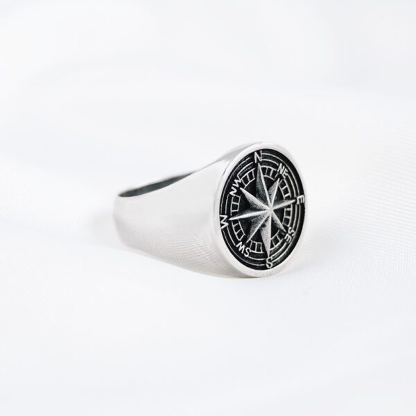 sterling silver 925 men unisex ring with compass