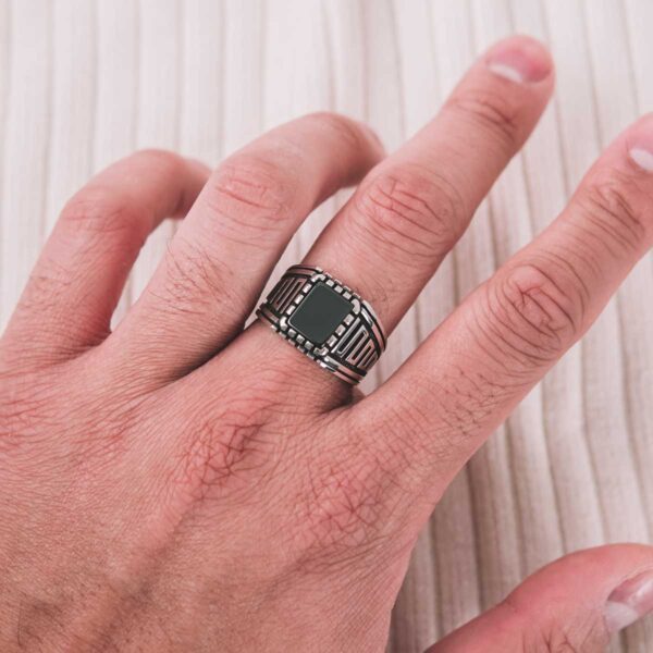 Onyx Stone Silver Ring - Image 3