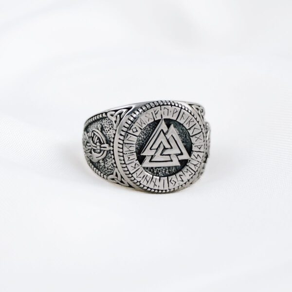 Valknut Viking Symbol Norse Interlocked Triangles Odin Asatru Sterling Silver 925 Mens Ring