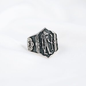 Anubis Jackal-Headed Ancient Egyptian God Deity Symbol Talisman Amulet Sterling Silver Ring Men