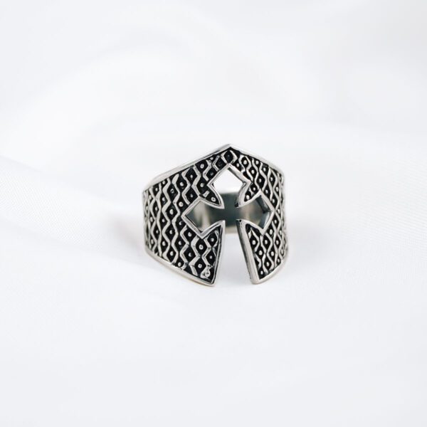 Curved Cross Silver Ring