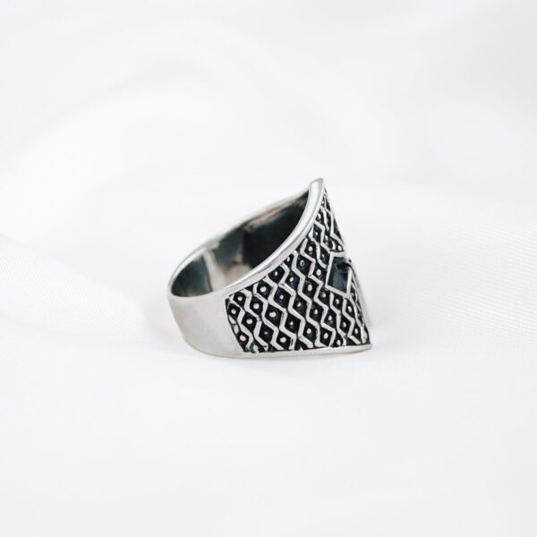 Curved Cross Silver Ring - Image 2