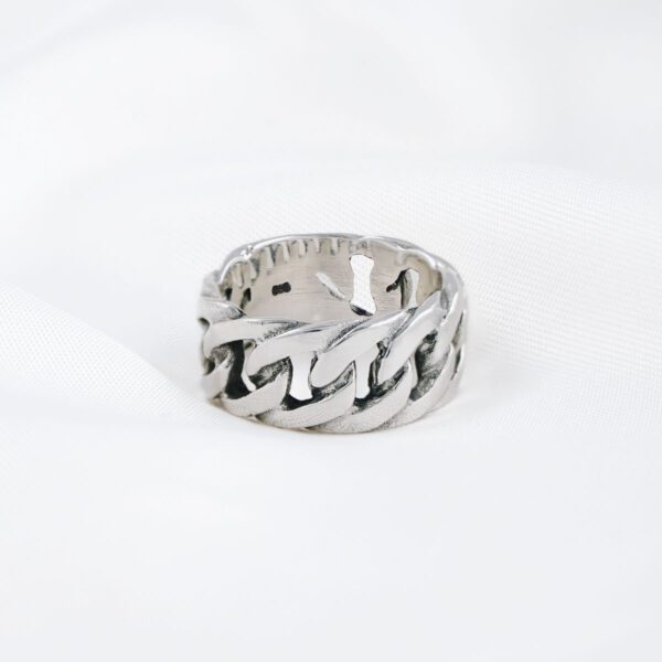 Large Cuban Link Silver Ring - Image 2