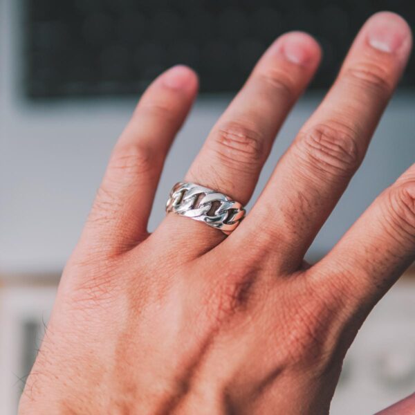 Large Cuban Link Silver Ring - Image 3