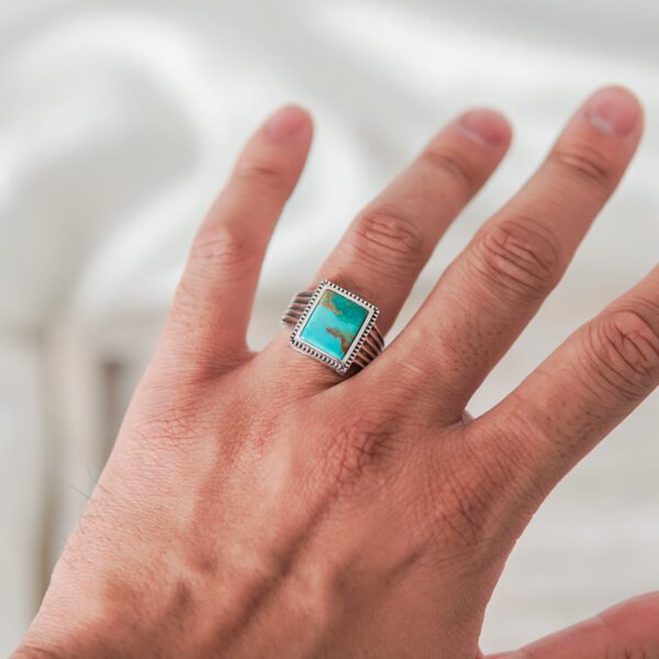 Turquoise Stone Silver Ring - Image 3