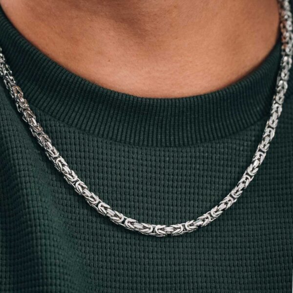 Byzantine Chain Sterling Silver | 55cm | 4mm (Rhodium Plated)