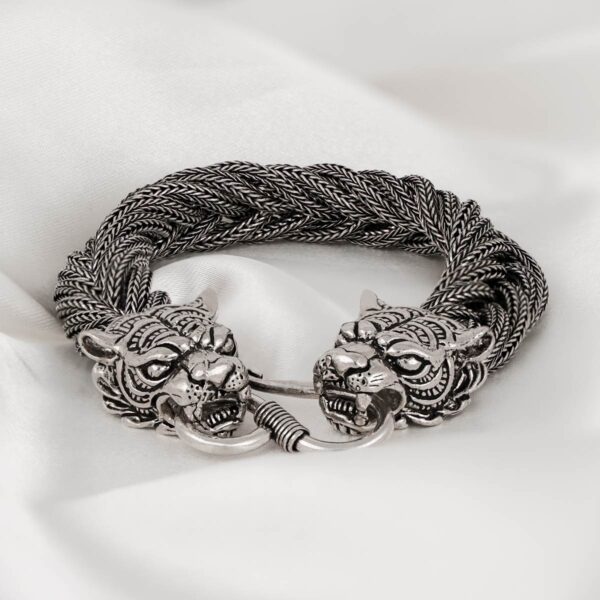 Braided Oxidized Silver Tiger Bracelet