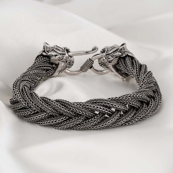 Braided Oxidized Silver Tiger Bracelet - Image 4