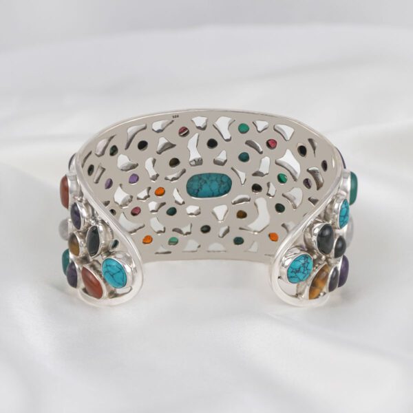 925 Sterling Silver Multi-stone Cuff - Image 3