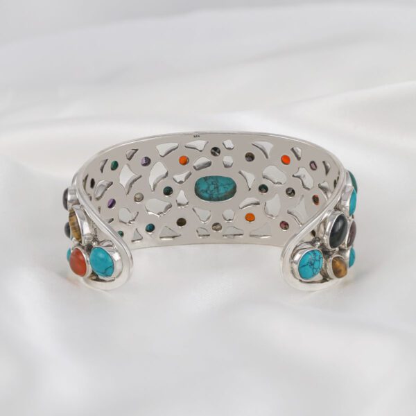 925 Sterling Silver Multi-Stone Cuff - Image 3