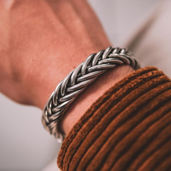 Braided Tiger Silver Bracelet - Image 3