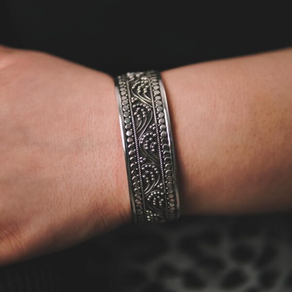 Handmade Oxidized Silver Cuff - Image 4