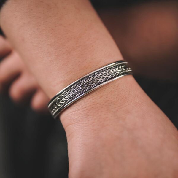 Handmade Braided Sterling Silver Bangle - Image 2