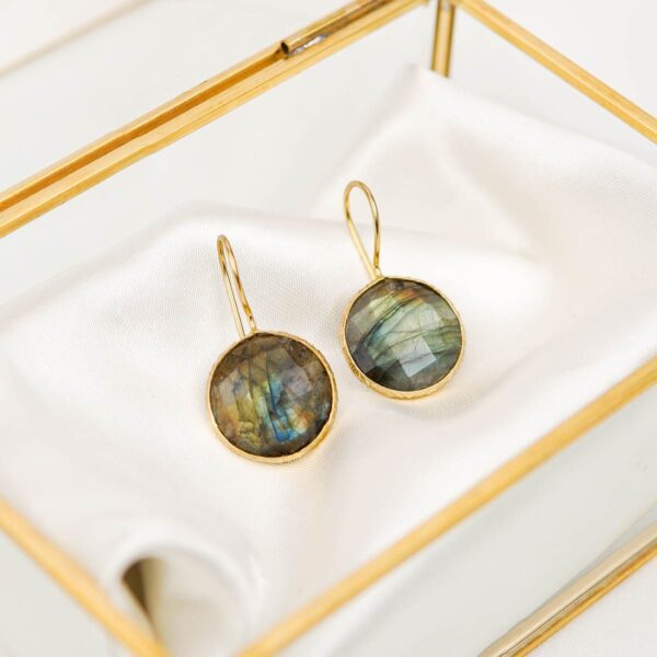 Labradorite Gold Plated Earrings