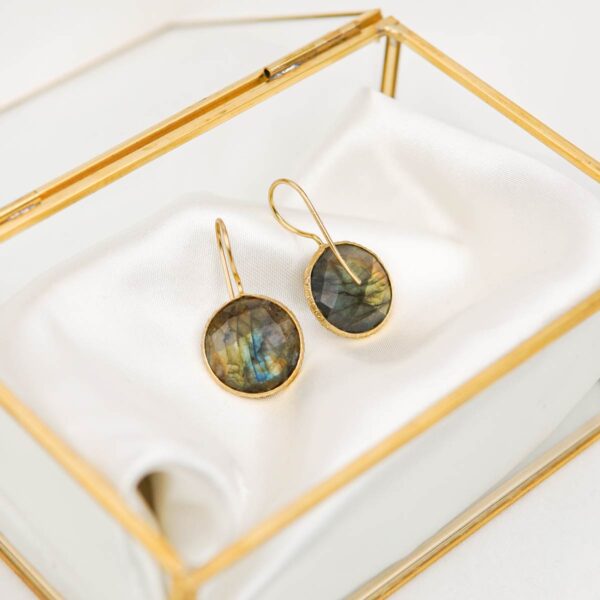 Labradorite Gold Plated Earrings - Image 3