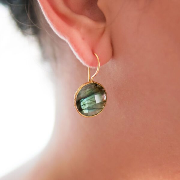 Labradorite Gold Plated Earrings - Image 2