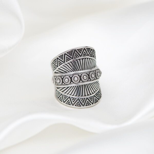 Boho Ethnic Floral Flower Sterling Silver 925 Tribal Karen Hill Tribe Women Ring