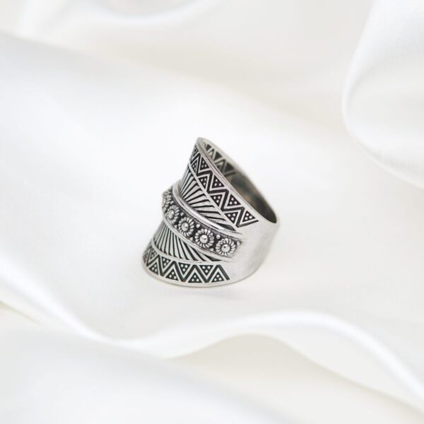 Boho Ethnic Floral Flower Sterling Silver 925 Tribal Karen Hill Tribe Women Ring