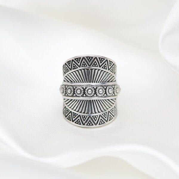 Boho Ethnic Floral Flower Sterling Silver 925 Tribal Karen Hill Tribe Women Ring