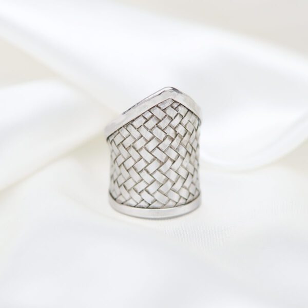 Boho Ethnic Weave Sterling Silver 925 Adjustable Woven Braided Karen Hill Tribe Women Ring Gift for Her