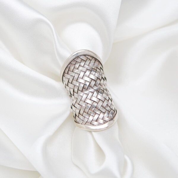 Boho Ethnic Weave Sterling Silver 925 Adjustable Tribal Woven Braided Karen Hill Tribe Women Ring