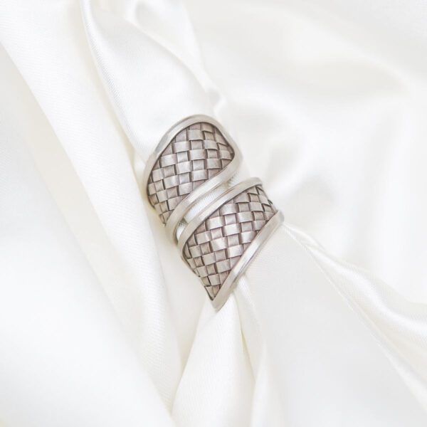 Adjustable Boho Ethnic Sterling Silver Women's Woven Wrap Ring