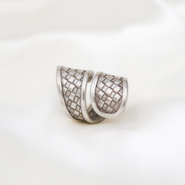 Adjustable Boho Ethnic Sterling Silver Women's Woven Wrap Ring