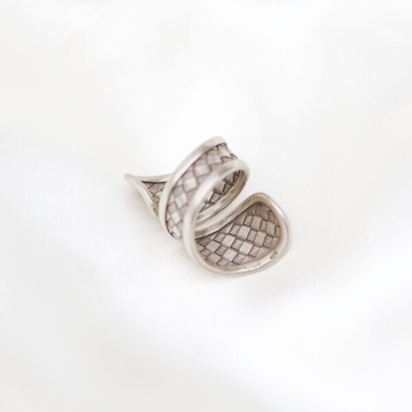 Adjustable Boho Ethnic Sterling Silver Women's Woven Wrap Ring