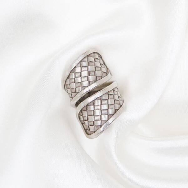 Adjustable Boho Ethnic Sterling Silver Women's Woven Wrap Ring