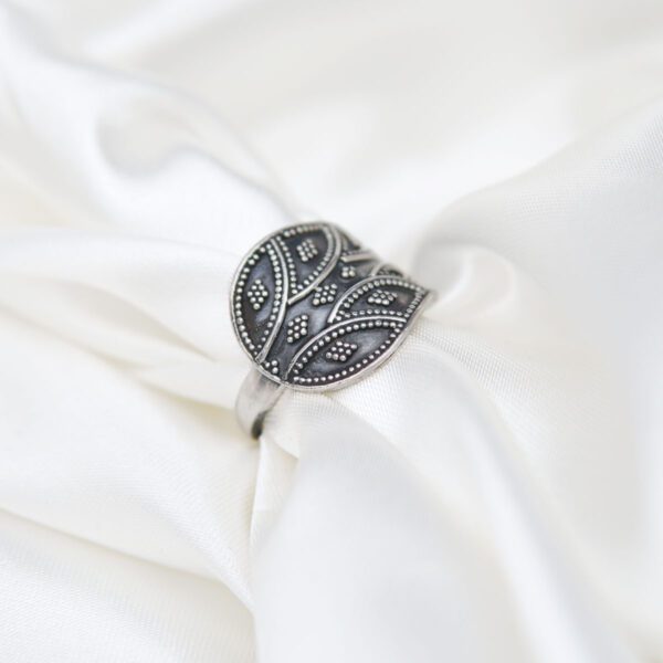 Bali Adjustable Leaf Filigree Boho Ethnic Sterling Silver 925 Women's Ring