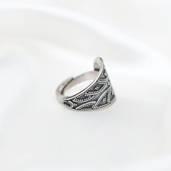 Bali Adjustable Leaf Filigree Boho Ethnic Sterling Silver 925 Women's Ring