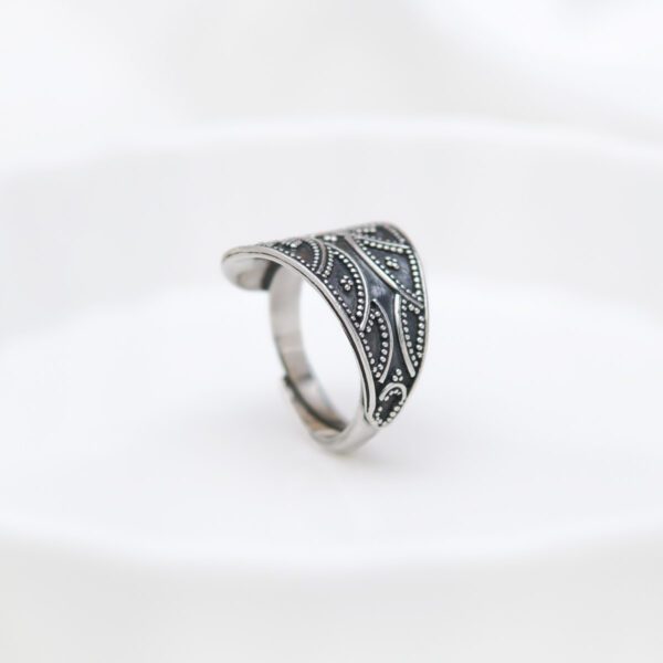 Bali Adjustable Leaf Filigree Boho Ethnic Sterling Silver 925 Women's Ring