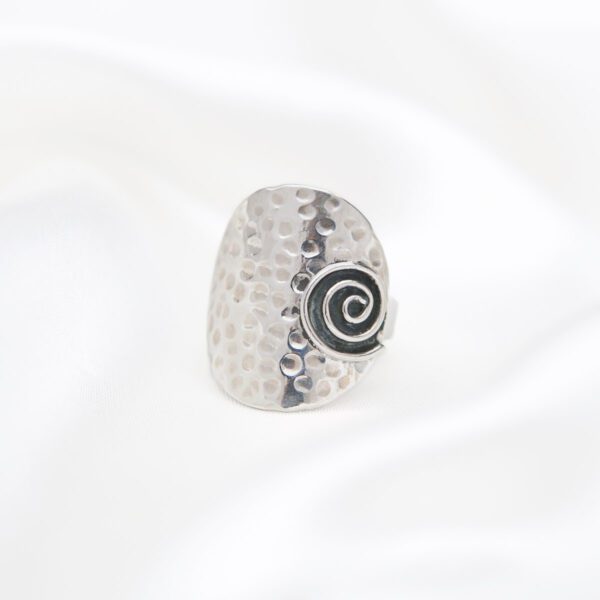 Greek Spiral Eternity Hammered Sterling Silver Women's Ring