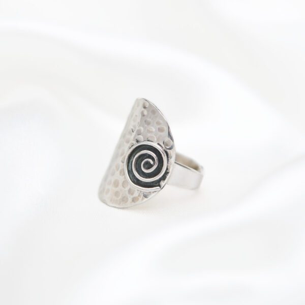 Greek Spiral Eternity Hammered Sterling Silver Women's Ring