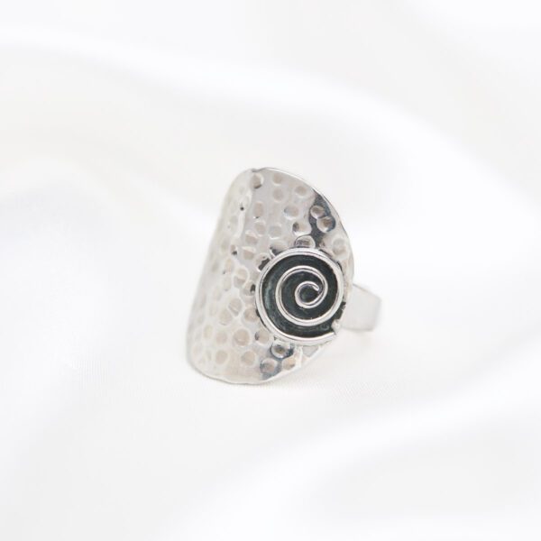 Greek Spiral Eternity Hammered Sterling Silver Women's Ring