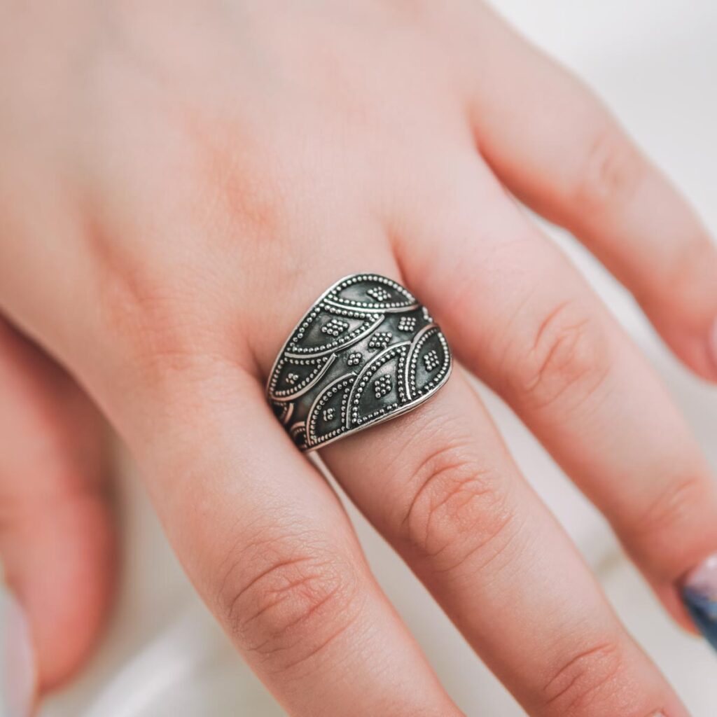 Bali Adjustable Leaf Filigree Boho Ethnic Sterling Silver 925 Women's Ring