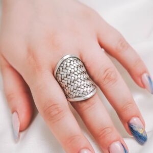 Braided Adjustable Tribal Ethnic Sterling Silver 925 Women's Boho Ring