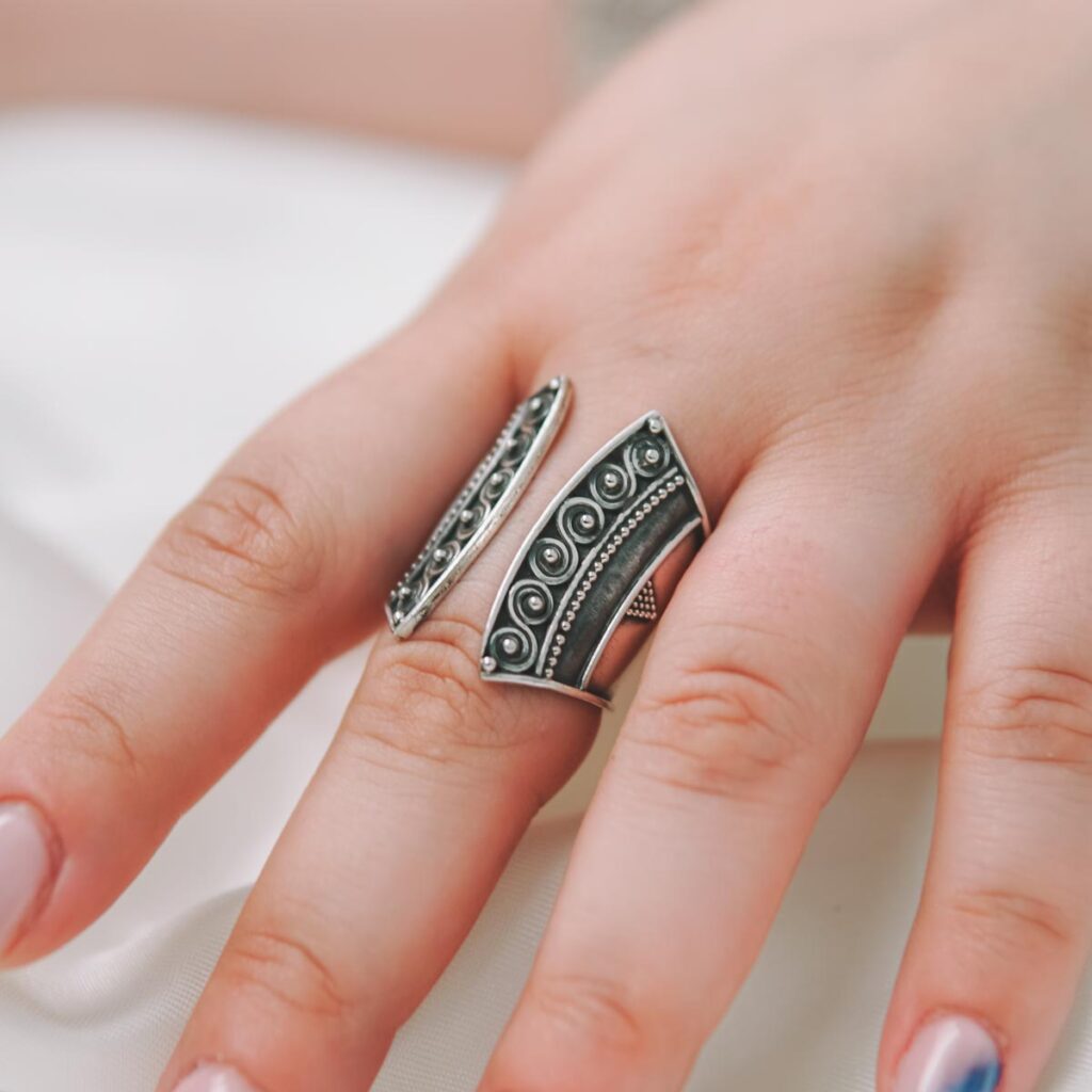 Tribal Boho Eternal Circle Design Sterling Silver Adjustable Ring for Women Gift for Her