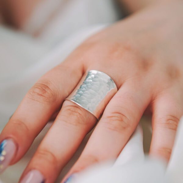 Hammered Adjustable Sterling Silver Women's Ring