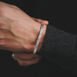 Unique Patterned Silver Cuff Bangle