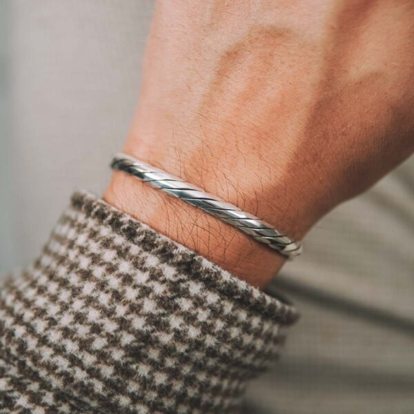 Patterned Sterling Silver Cuff Bangle