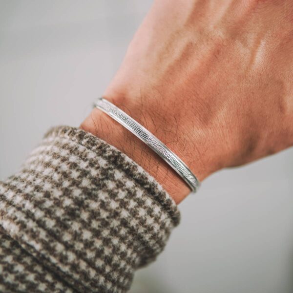 Dotted Textured Sterling Silver Cuff Bangle