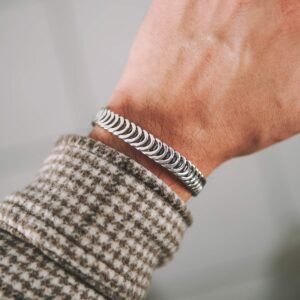 Dragon Scales Snake Skin Braided 925 Sterling Silver Cuff Bangle