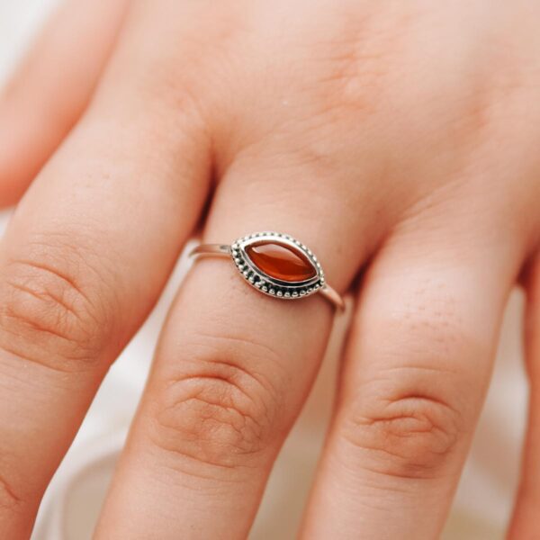 Carnelian Minimal 925 Sterling Silver Ring