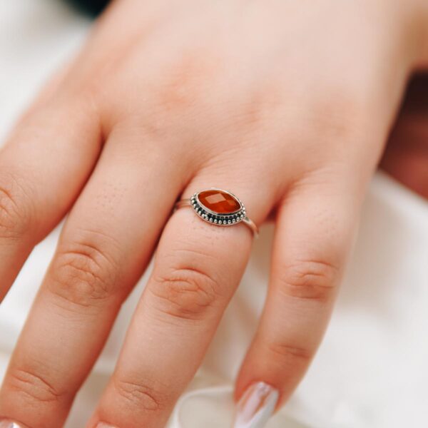 Carnelian Minimal 925 Sterling Silver Ring - Image 2