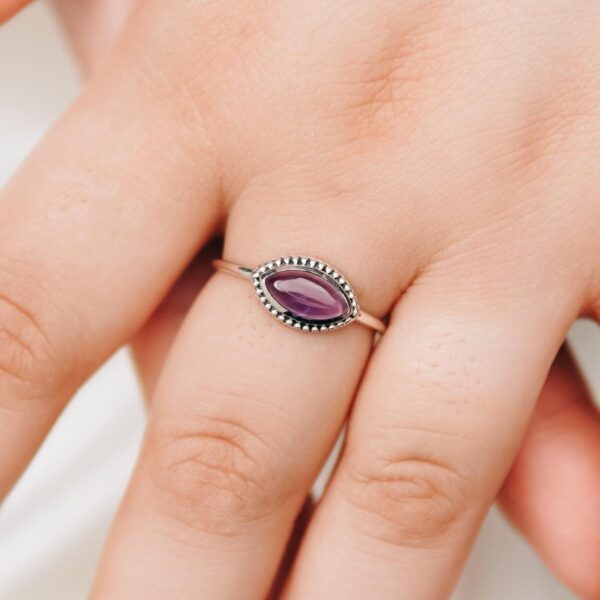 Amethyst Minimal 925 Sterling Silver Ring