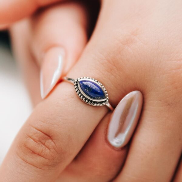 Lapis Lazuli Minimal 925 Sterling Silver Ring