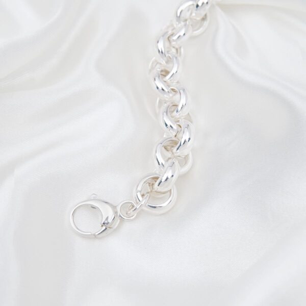 Hollow Rolo Chain Bracelet 925 Sterling Silver - 15mm - Image 4